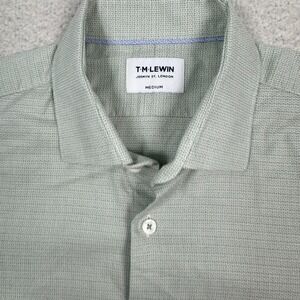 T.M. Lewin Dress Shirt Mens Medium Geometric Button Up Long Sleeve Green‎